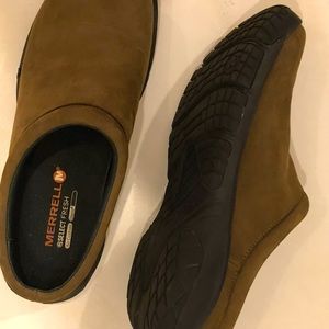 Merrell Brown Suede Slip-on Clogs, size 9